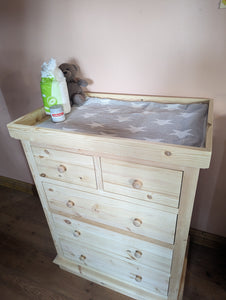 Baby changing dresser unit | solid pine | dressing table with drawers