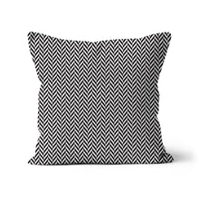 Load image into Gallery viewer, black and white herringbone Cushion
