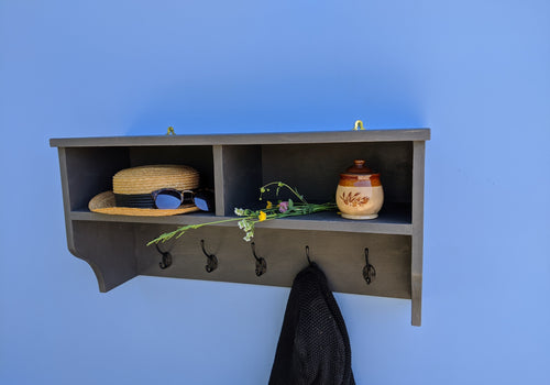 Coat rack with cubby shelves - FurniturefromtheOaks