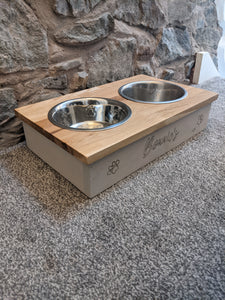 Personalized Double dog bowl stand
