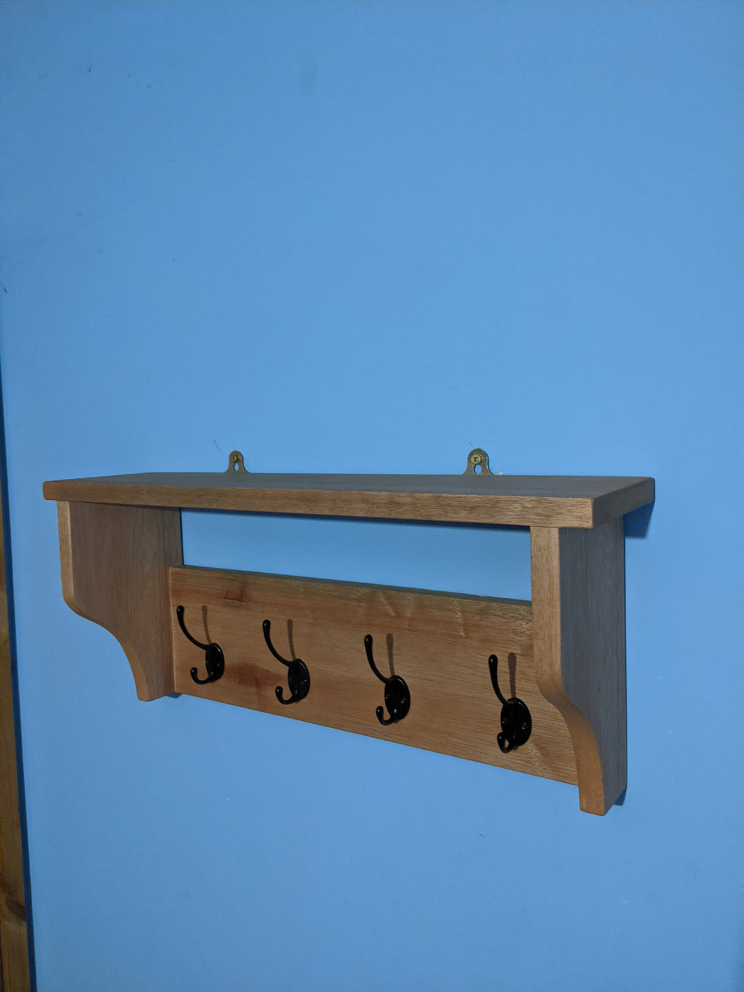 Solid hardwood coat rack with shelf