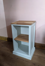 Load image into Gallery viewer, Painted bedside table with oak top and shelf

