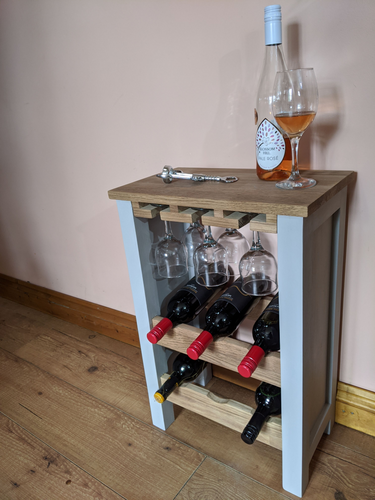 Painted, Oak wine rack with glass storage - FurniturefromtheOaks