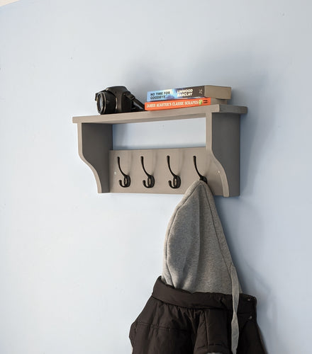 4 hook coat rack with shelf - FurniturefromtheOaks